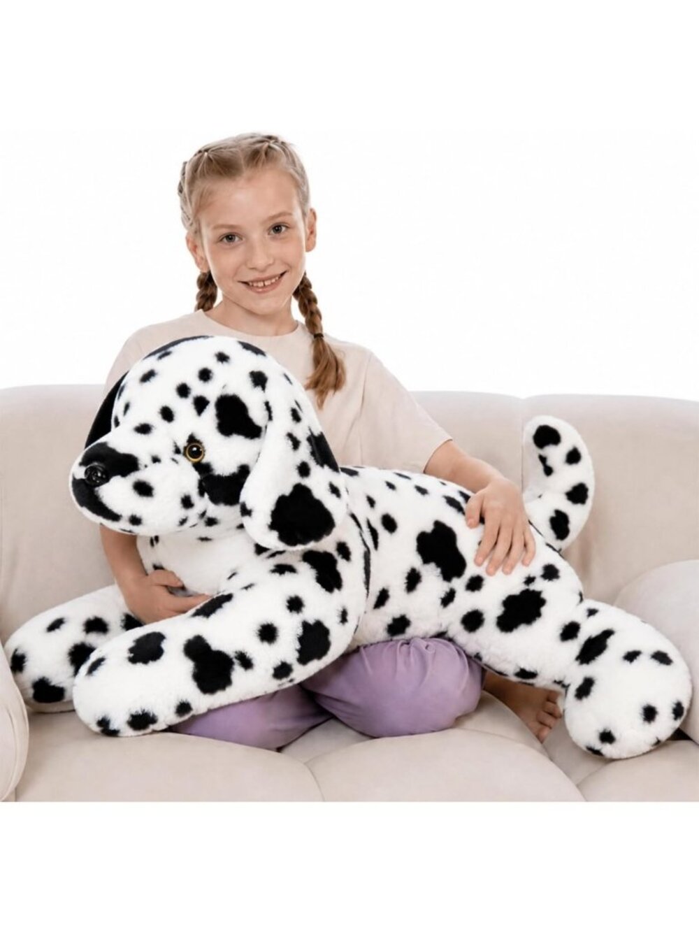 31.5" Large Dalmatian Plush Toy - Soft Spotted Dog Stuffed Animal Pillow